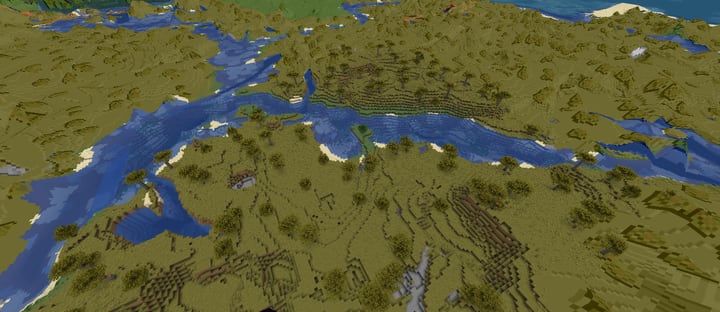 A river bend near spawn with acacia trees, from the live map